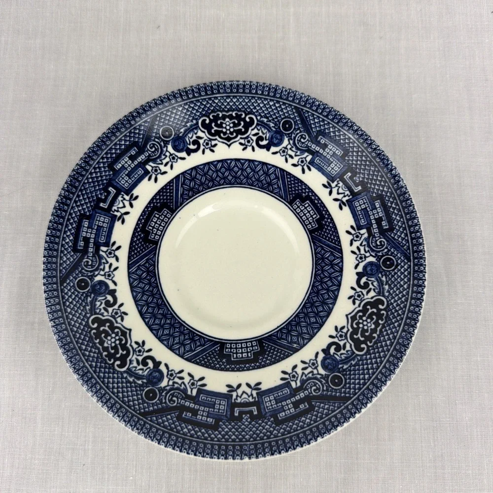 VTG Churchill England Blue White Willow Coffee Tea Saucer 5.5